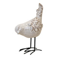 Glazed Ceramic Bird Ornament with Texture Detail-0