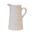White Ceramic Jug 19cm Fleur De Lis-0