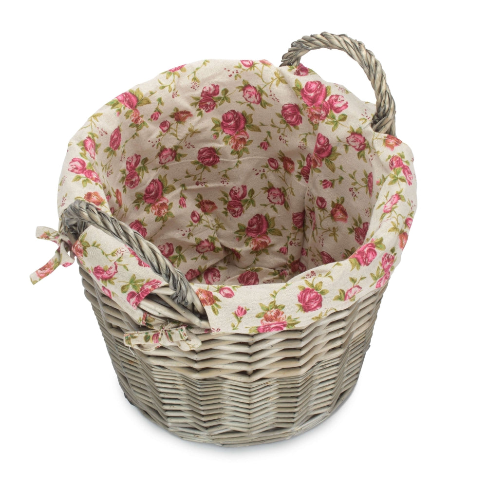 Craft Wicker Basket With Garden Rose Lining-1