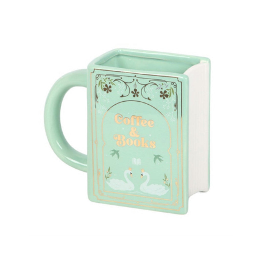 Coffee and Books Green Book Shaped Mug-0