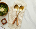 Hema Gold Salad Servers – Spoon and Fork Set, Gold Finish-0