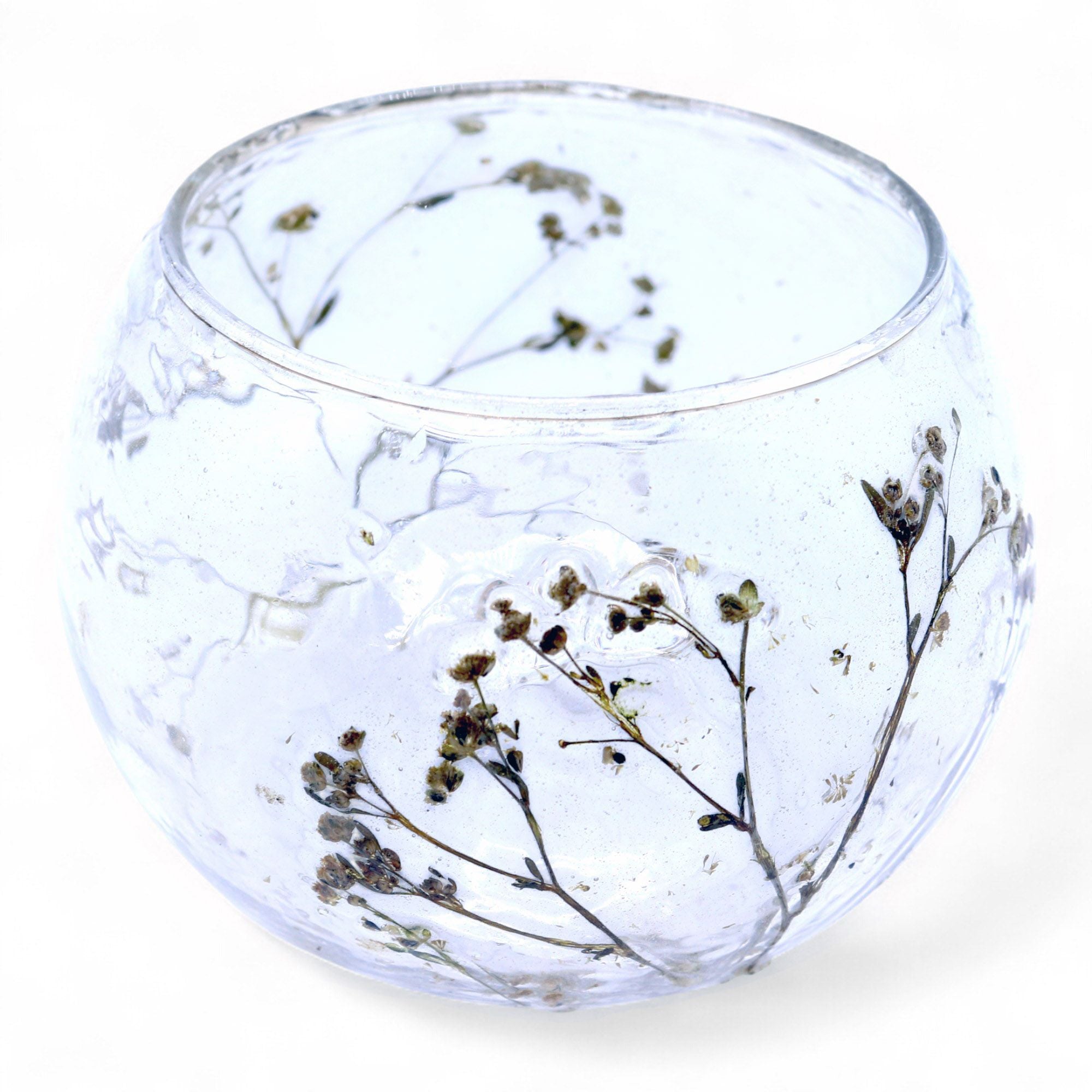 Natural Floral Glass - Bowl Candle Holder - Margarita - (8X10cm)-0