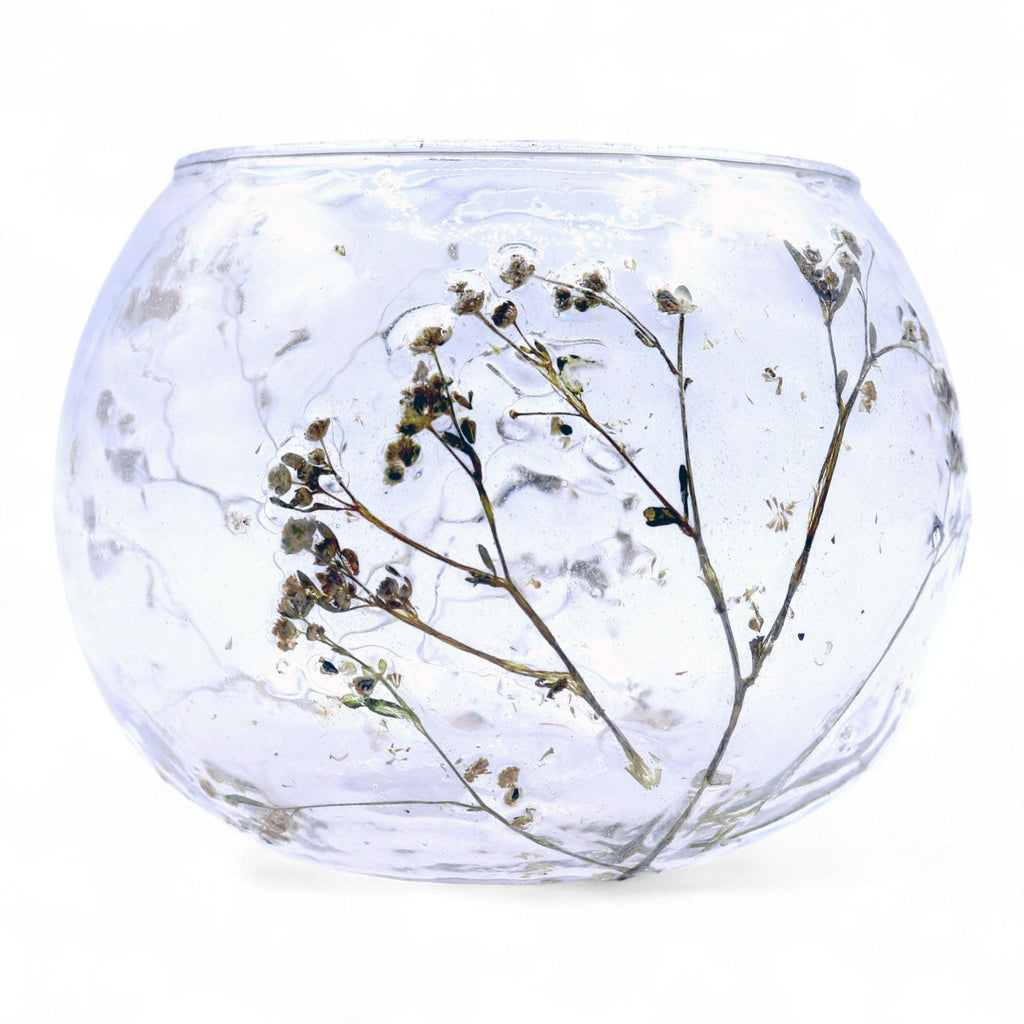 Natural Floral Glass - Bowl Candle Holder - Margarita - (8X10cm)-1