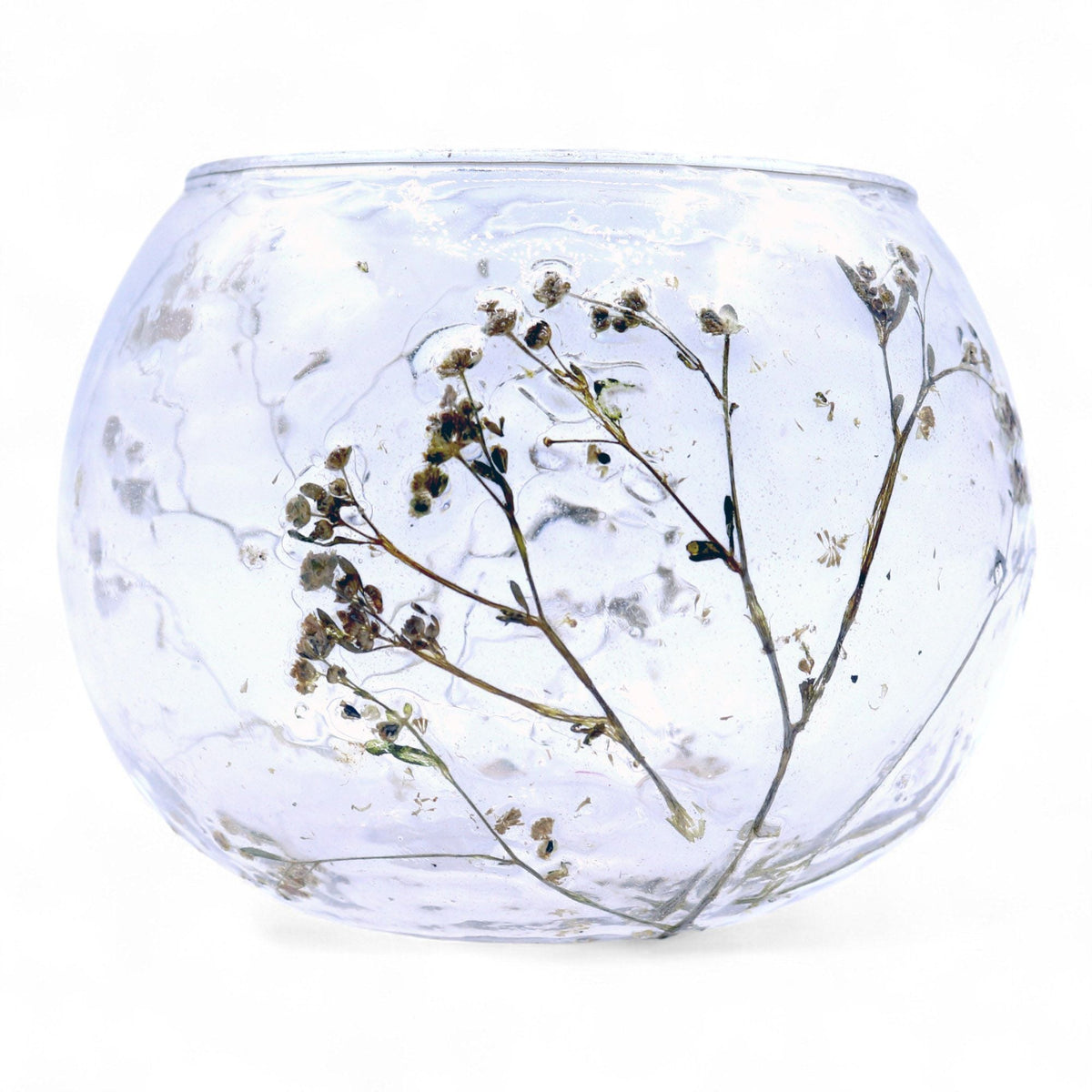 Natural Floral Glass - Bowl Candle Holder - Margarita - (8X10cm)-1