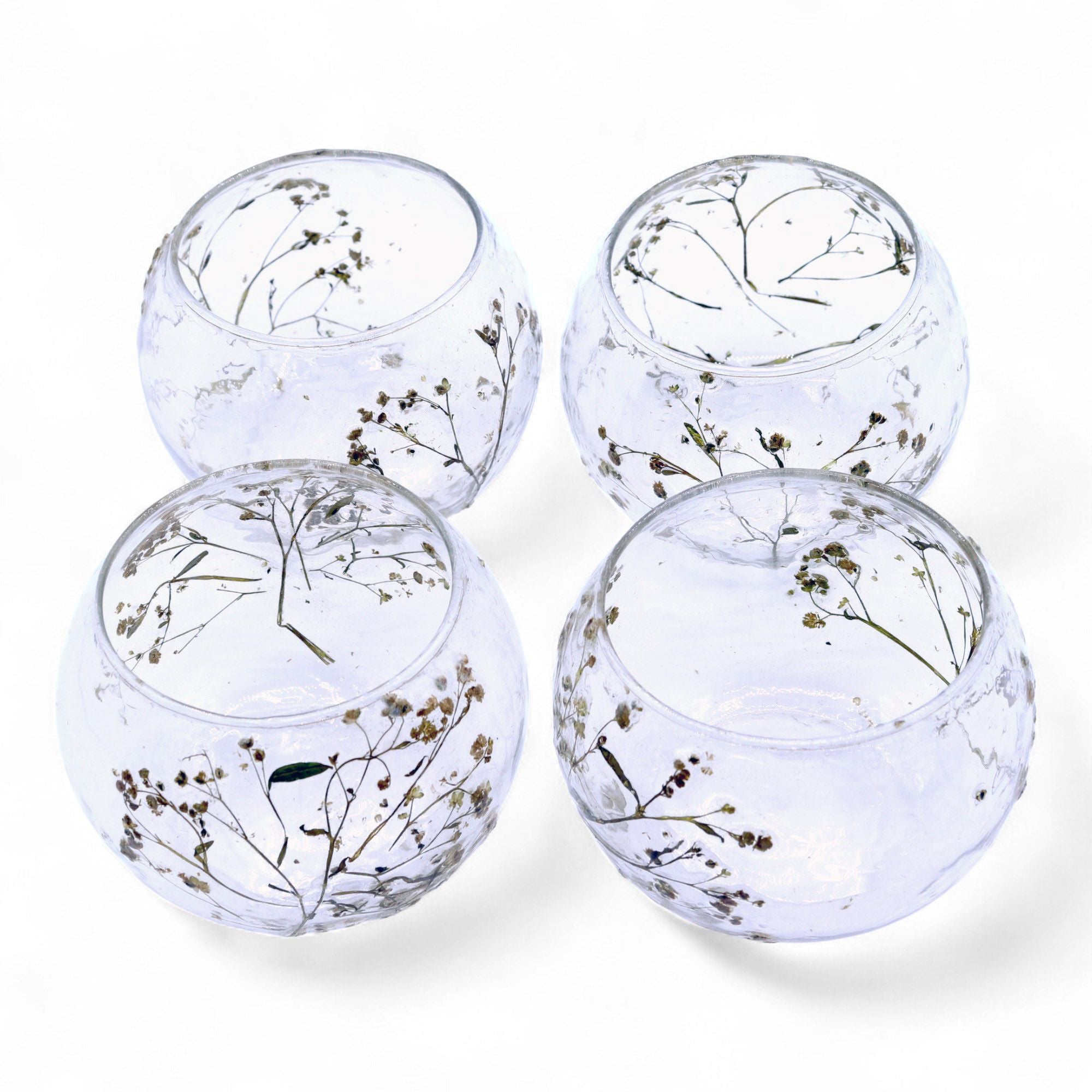 Natural Floral Glass - Bowl Candle Holder - Margarita - (8X10cm)-4