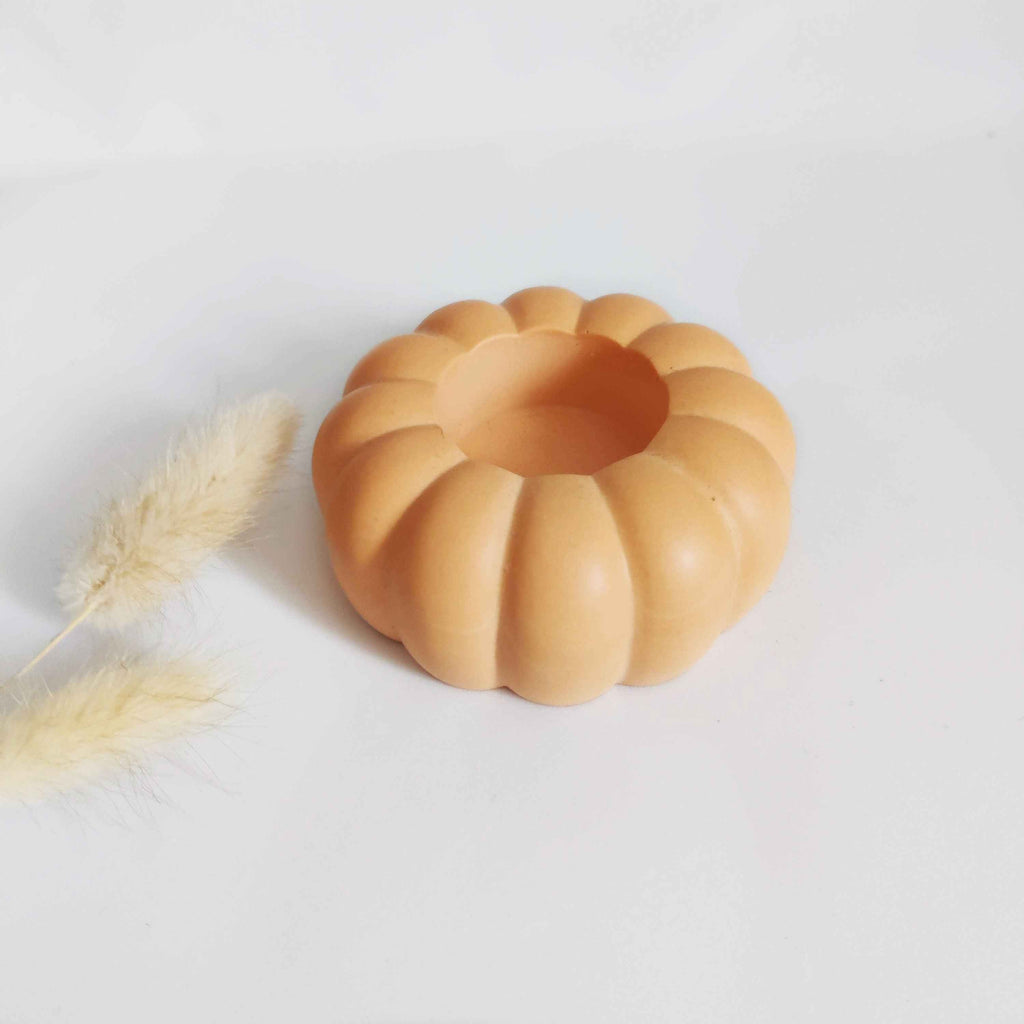 Pumpkin tealight candle holder- orange and sage green-4