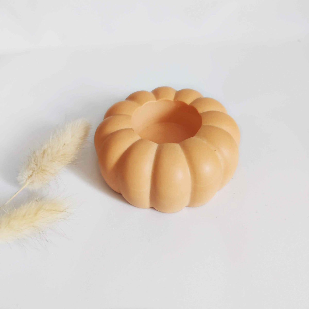 Pumpkin tealight candle holder- orange and sage green-4