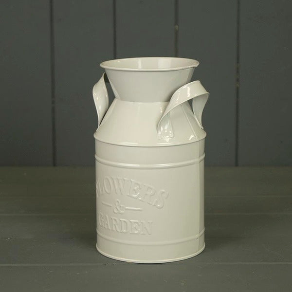 Grey Flowers And Garden Zinc Milk Churn 9.5cm D11cm H18cm With Pvc Liner-1