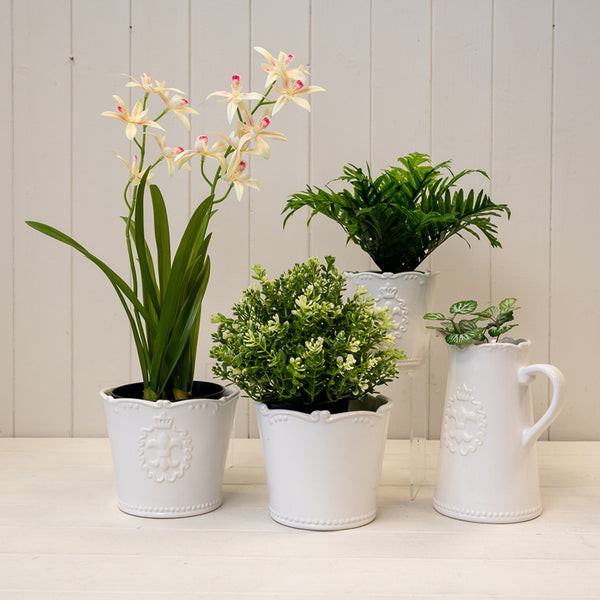 White Ceramic Jug 19cm Fleur De Lis-3